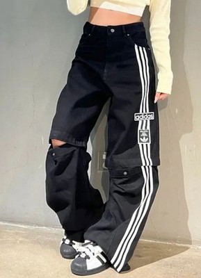 RARE! NEW ADIDAS ORIGINALS WOMENS ADIBREAK DENIM PANTS ~SIZE 34