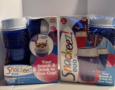 Lot of 2 Snackeez Duo Combo Packs Sealed Snack & Drink Cup Sets BPA Free