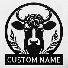 Personalized Floral Cow Metal Sign Custom Decor for Home Farm and Garden