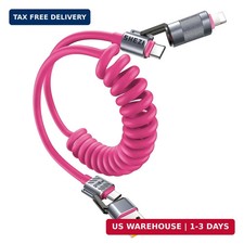 4-in-1 Coiled USB C Cable for Car 5FT 240W Fast Charging Compatible with Light