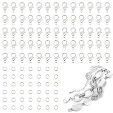 Lobster Claw Clasps, 300 Pcs 12mm Bracelet Closures with Jump Rings for Jewel...