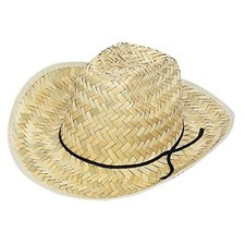 Natural High-Crown Western Straw Hat For Adults - One Adult Size,