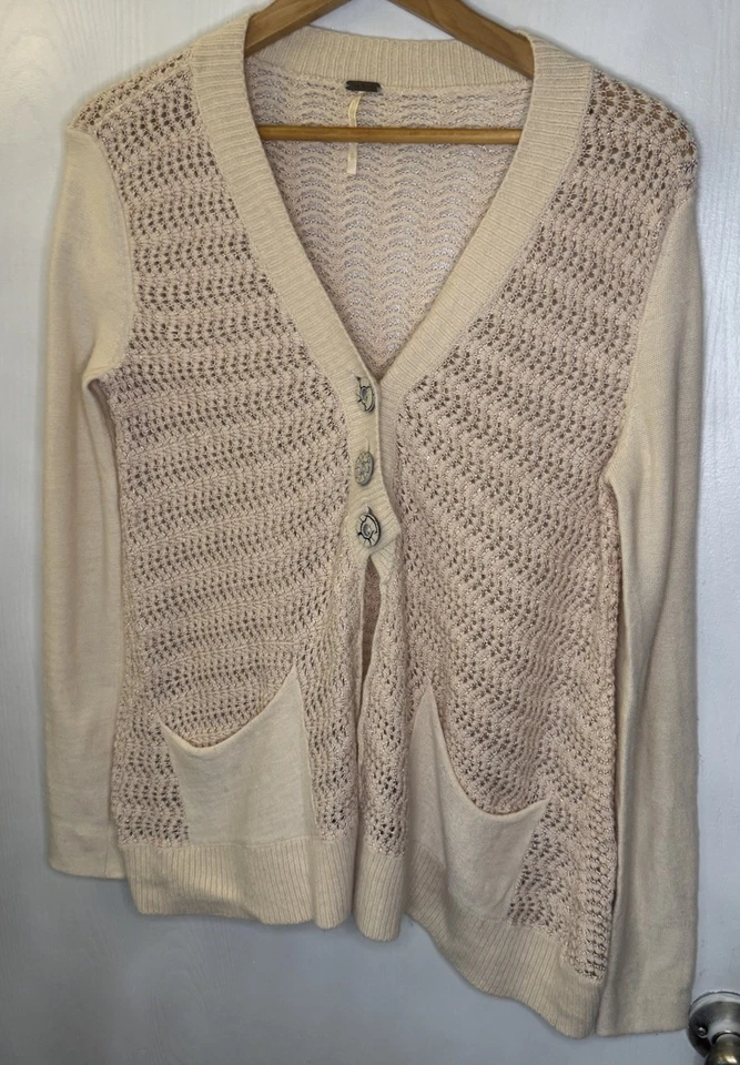 Suéter para mujer Free People pequeño cárdigan sauce caroline mezcla de lana bohemia Foto 2 de 4