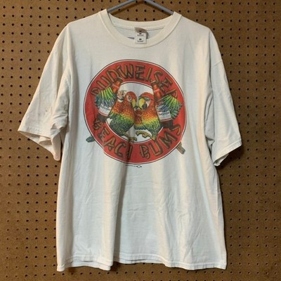 Vintage Budweiser Beach Bums T Shirt XL White Parrots Beer Graphic Tee 1998