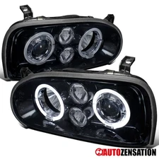 Fit 1993-1998 VW Golf MK3 95-98 Cabrio Smoke LED Halo Projector Headlights Lamps