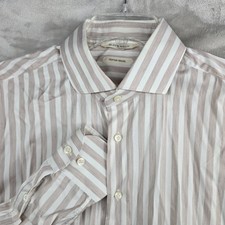 SUITSUPPLY Men's 42 16.5 Extra Slim Fit Dress Shirt Cotton Striped Button Down