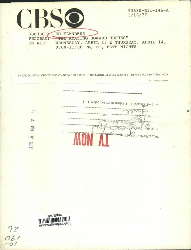 1977 Press Photo Actor Ed Flanders in "The Amazing Howard Hughes" on CBS TV - 画像2/2