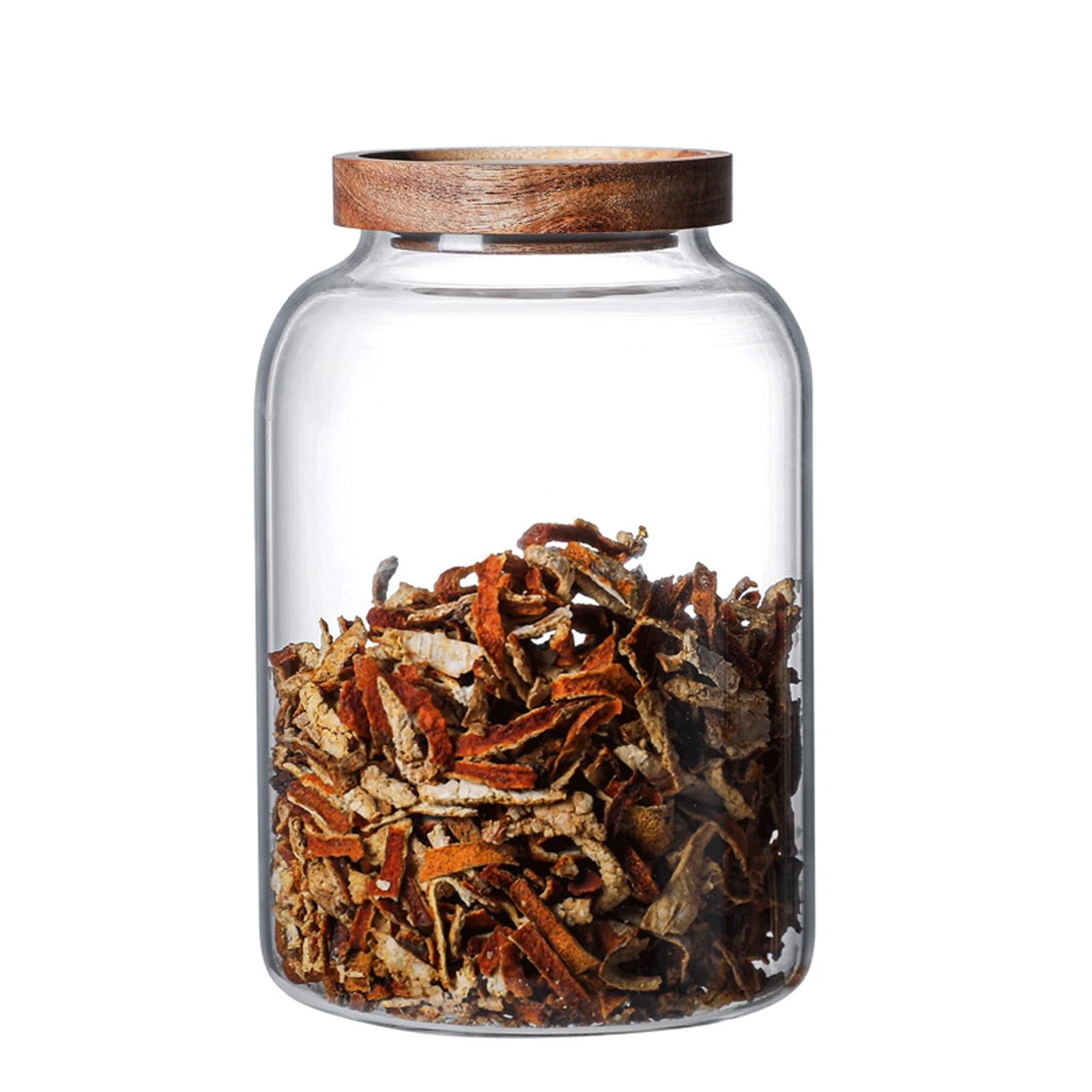 Large Glass Jars with Airtight Wooden Lid, Food Storage Glass Canister, Clear...