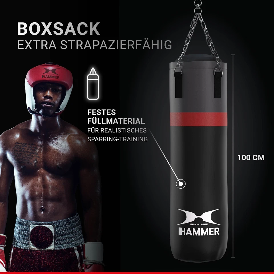 HAMMER Boxsack Cobra, 100 cm, gefüllt, Punching Bag, Stahlkette, Halterung - Bild 4 von 4