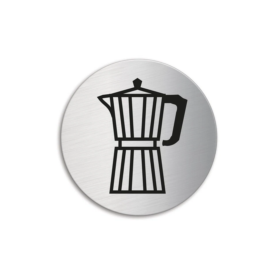 Schild Kaffeeküche Ø 60 mm Türschild aus Edelstahl gebürstet selbstklebend - Bild 1 von 1