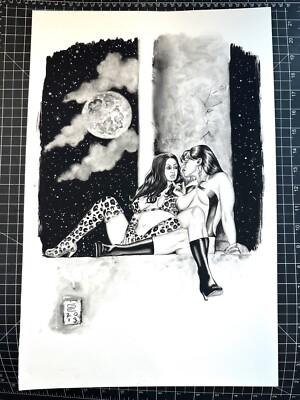 Signed Original Gene Espy Naughty Vampirella/Pantha Inked Commission 12X19