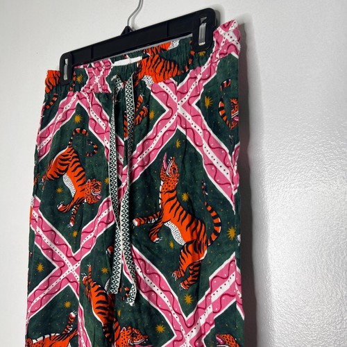 Pantalones PJ Anthropologie Corinne Cuaresma Estampado Tigre Pierna Ancha Para Mujer XS Patrón Audaz - Imagen 2 de 11