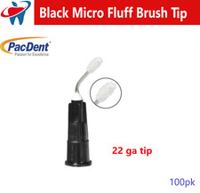 Dental Pre Bent Needle Tips 20 Ga. Black with Brush, Black Micro FX tip, 100/Pk