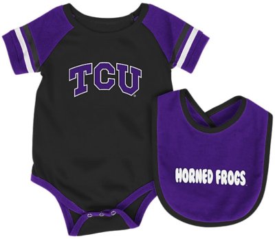 Infant TCU Horned Frogs Black Roll Out Bodysuit and Bib Set