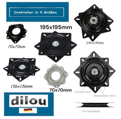 Produktbild von Drehteller 245x245mm - Drehscheibe Für Bootssitz Wohnmobil Auto LKW Sitz