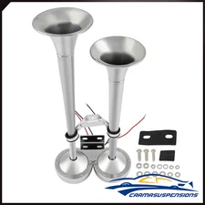 2 Trumpet Electric Air Train Ship Boat Horn Stainless Steel Marine Grade 304