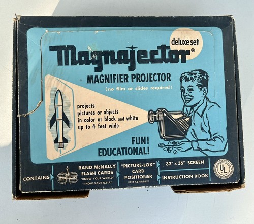 Magnajector Magnifier Projector Deluxe Complete Set W/ Flash Cards! Works! - Picture 2 of 12