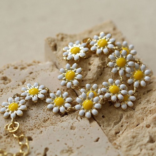Armband süß weiß Gänseblümchen Blume Emaille Kette Hummer Frauen Party Schmuck Geschenk - Bild 5 von 6