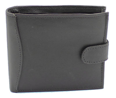 RFID blocking Soft leather Black bifold mens wallet with coin pocket 340 