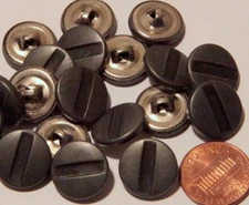 12 Hollow Charcoal Silver Tone Metal Shank Buttons 5/8" 15MM Lot # 3443