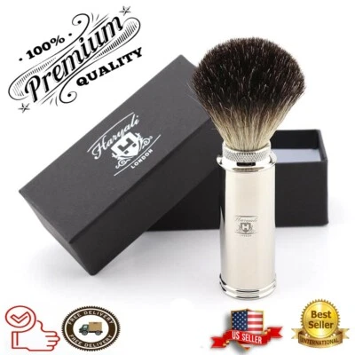 HARYALI LONDON MEN'S SHAVING BRUSH BEST TRAVEL SHAVING BRUSH -100% BADGER HAIR MADE IN ENGLAND