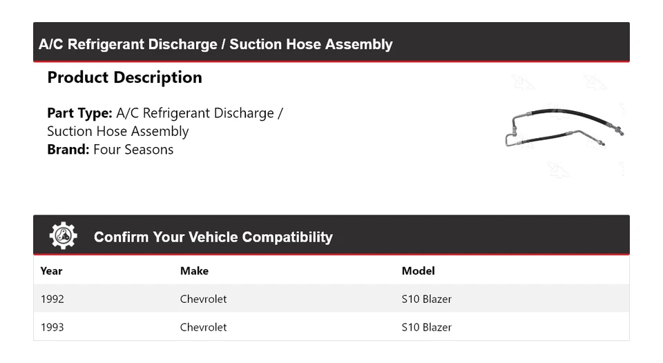 Conjunto de manguera de línea de succión de descarga Blazer para Chevrolet S10 1992-93 4 temporadas Foto 2 de 4