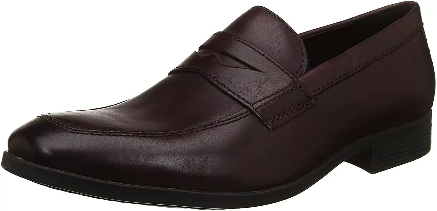 Clarks Conwell Way slip on da uomo scarpe in pelle marrone UK 8 5 G