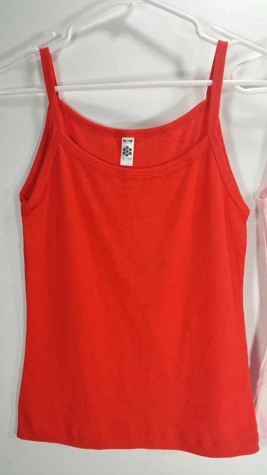 NUEVO Lote 2 Camisetas sin Mangas American Apparel Juniors Talla Grande Naranja Rosa Musculosas Foto 2 de 4