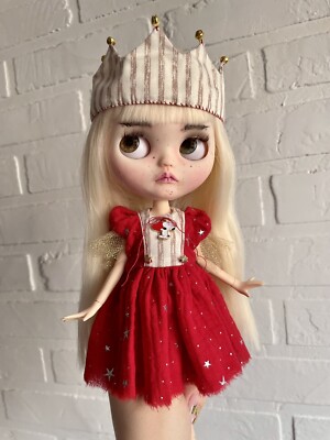 Red Blythe dress and Hat ,Blythe doll Clothes, Vintage  dress, outfit blythe
