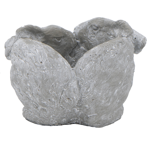 Par de macetas de cemento de piedra rústica con diseño de conejito conejo - Imagen 8 de 9