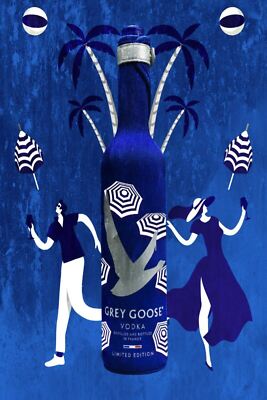 Grey Goose Blue Palms Reklame Vintage Look Retro Style Blechschild Bar Pub Mancave