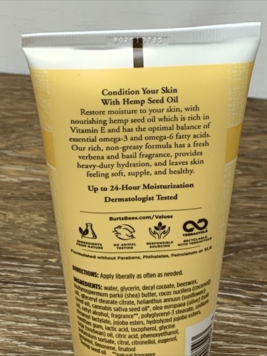 Burt's Bees Hemp Seed Oil Moisturizing Body Lotion, Dry Skin, 6 oz NEW - Picture 4 of 5