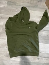 Excellent - Nike Olive Green Pull Over Hoodie Sweatshirt - Large - Vintage Tag