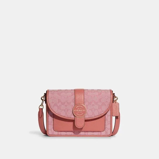 Coach Outlet Lonnie Baguette In Signature Jacquard in Pink