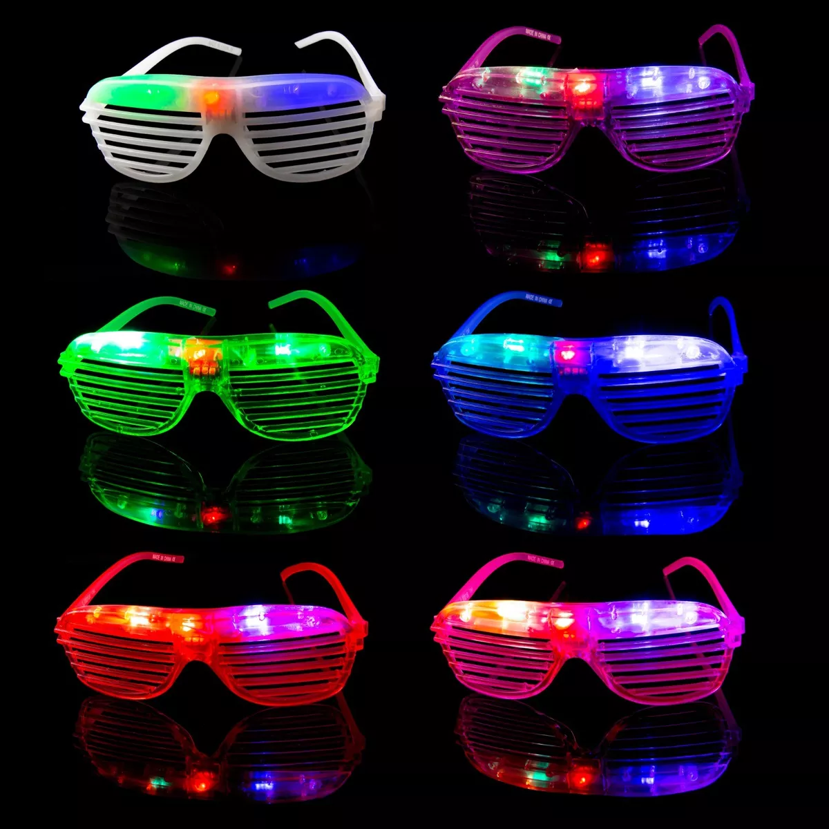 25 Flashing LED Shutter Glasses Light Up Rave Slotted Party Glow Shades Fun  UK