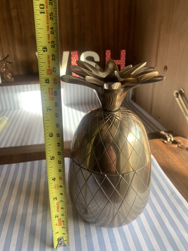 Pineapple Trinket Pot Storage Metal Gold Vintage Vibe Quirky Display - Picture 10 of 10