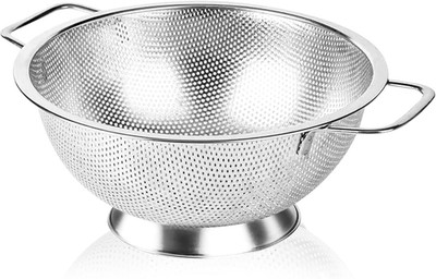 304 Stainless Steel Colander, Micro-Perforated 3-Quart Strainer with Base