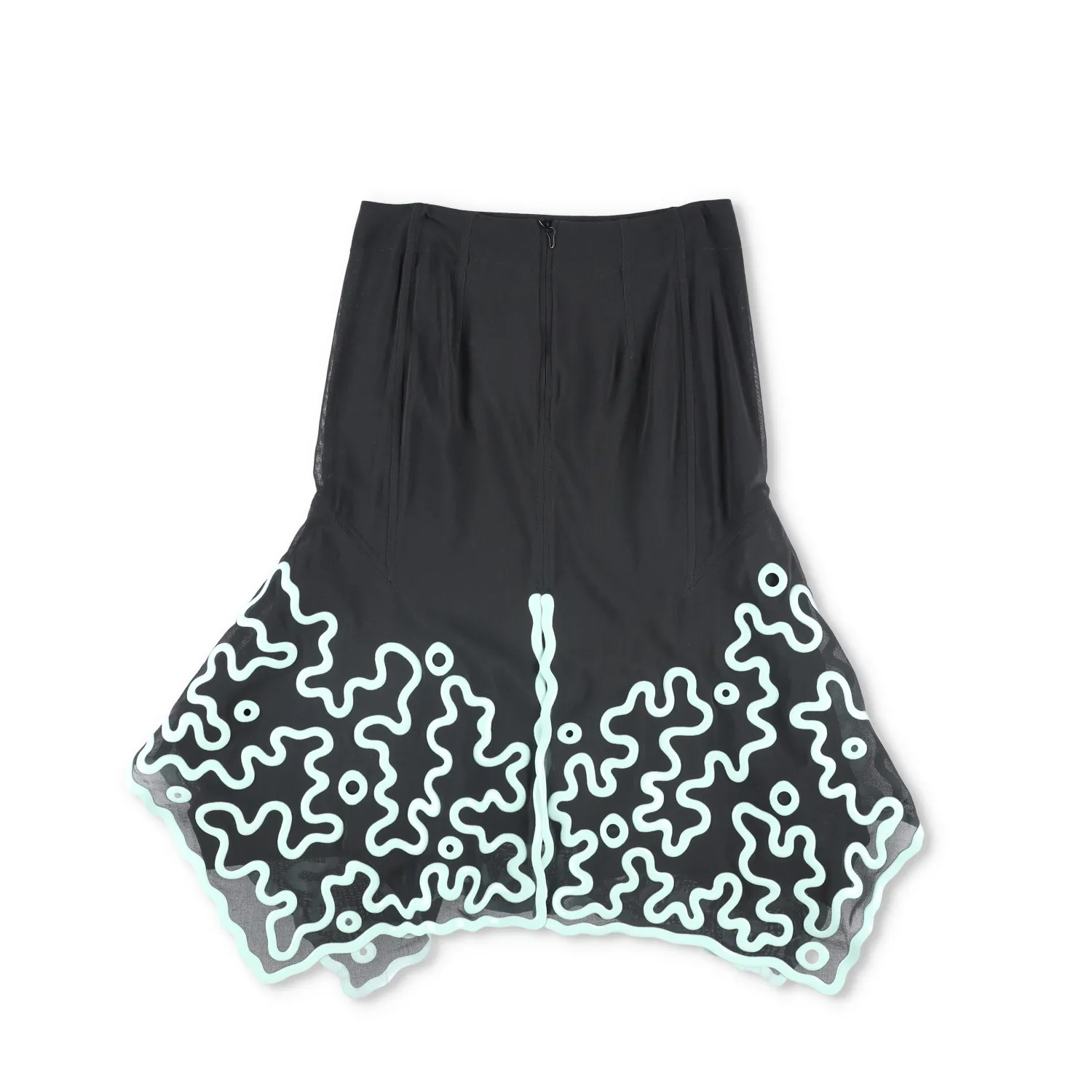 BOTTEGA VENETA Womens Skirt High Waist Asym. Embroidered Flare Green 40 RRP 3905 image 4