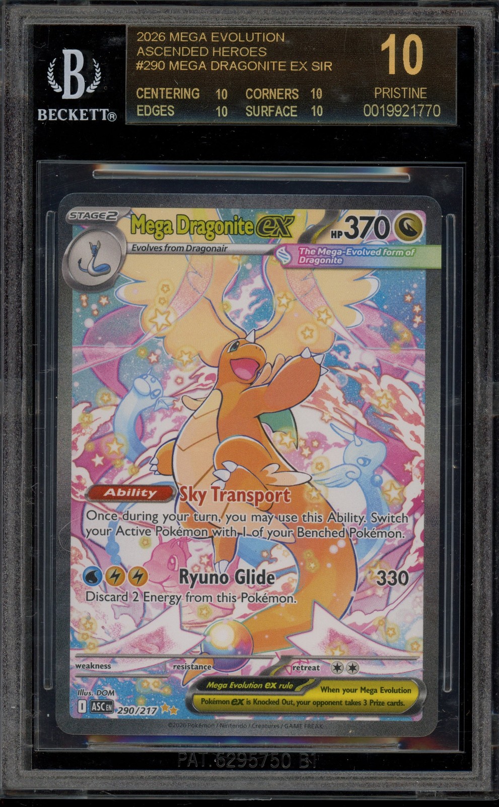 Pokemon Mega Dragonite ex Ascended Heroes SIR #290 BGS 10 BLACK LABEL