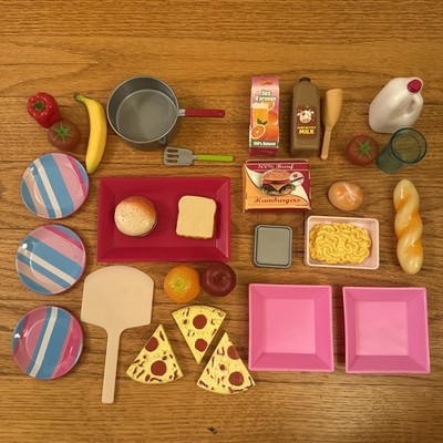 Our Generation Doll Food Kitchen Accessories Lot Pizza Plates Pots 18  Doll