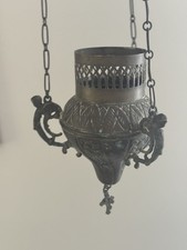 Antique Thurible Hanging Incense Burner Brass Chains Catholic Church 17”