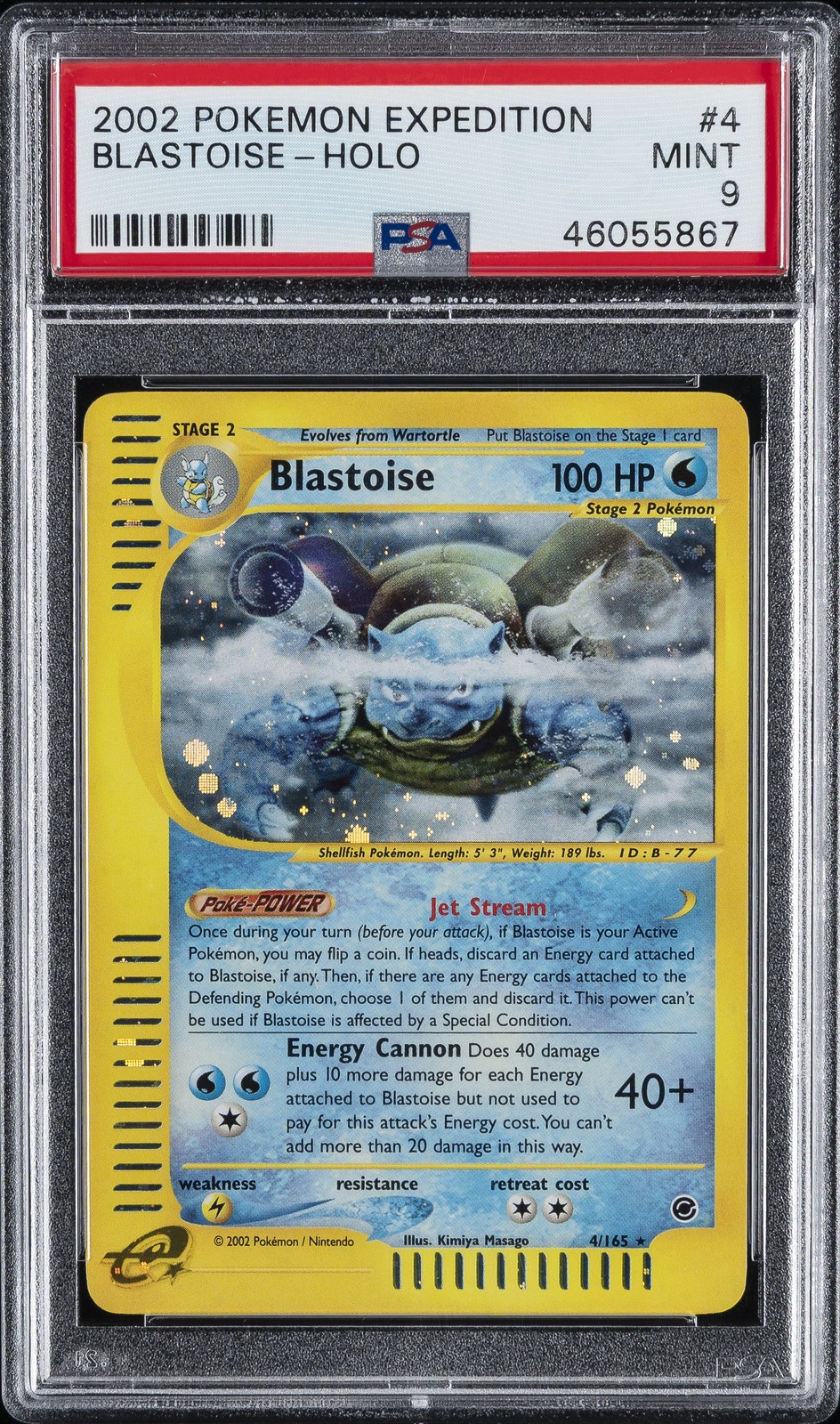 2002 POKEMON EXPEDITION #4 BLASTOISE-HOLO PSA 9