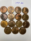 1919 (P) LINCOLN WHEAT CENT, NICE AU, ALMOST UNCIRCULATED, 15 coins