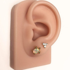 Rainbow Opal Sea Turtle Stud Earrings 14K Gold Plated Dainty Animal Women's Gift