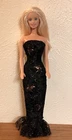 Vintage Barbie Handmade Black Mermaid Style Sparkly Dress Doll Long Blonde Hair