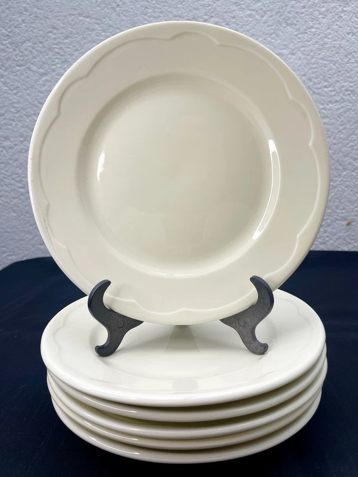6 Assiettes Plates Pillivuyt France – 24 cm – Porcelaine Blanche – Vintage - Photo 1/4