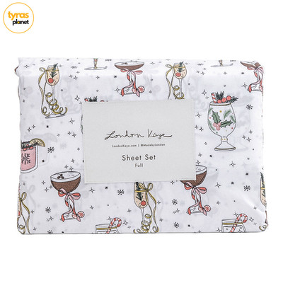 LONDON KAYE Deck The Cocktails Sheet Set 4pc Set - Size Full