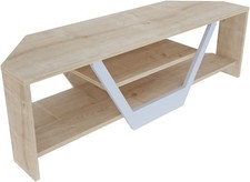 DECOROTIKA Sares Corner TV Unit - Modern Sapphire Oak & White, Fits up to 55" TV