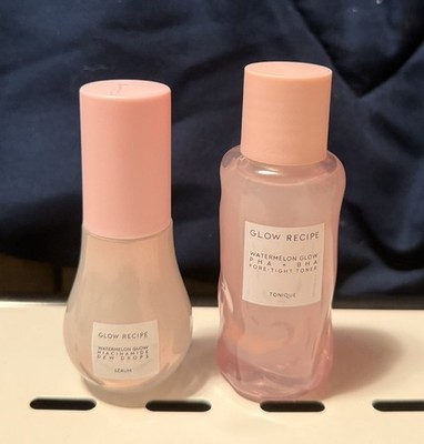 GLOW RECIPE - BUNDLE Of 2 - Watermelon Glow Toner and Dew Drops - NWOB