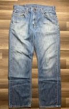 Levi's 514 Jeans Mens 32x29 Straight Fit Medium Light Wash Well Worn Grunge Fade